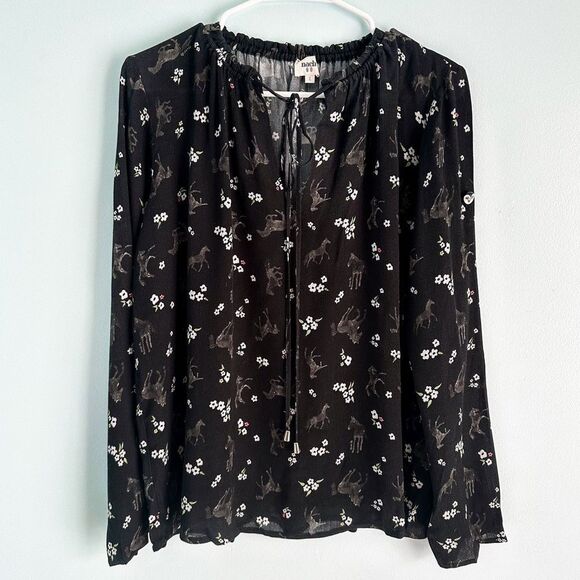 Nach Horse Novelty Print Hand Drawn Pattern Blouse Top - Picture 1 of 10